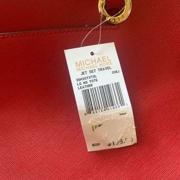 Michael Kors NWT Red Jet Set Travel Tote - Picture 8 of 8